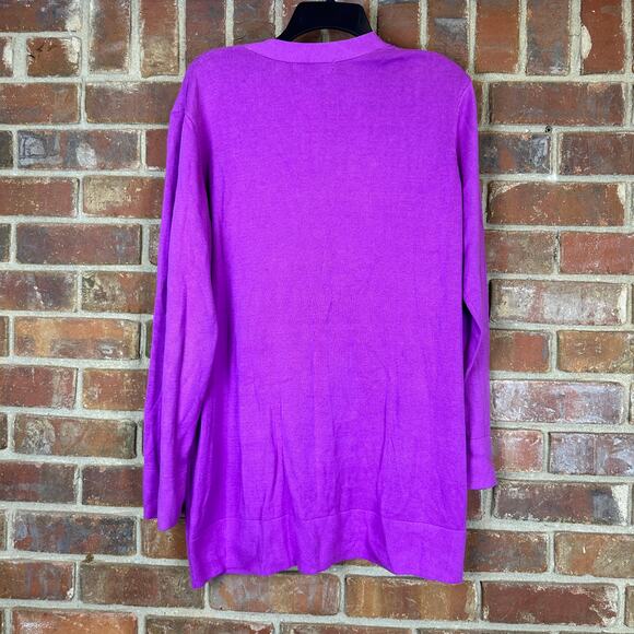 Chadwicks of Boston Purple Long Button-up Y2K Cardigan - Size 1X - Picture 2 of 7